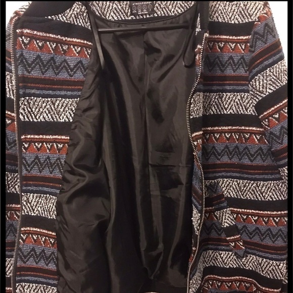 Atmosphere Tweed Tribal zip up Bomber Jacket size 16 - Picture 4 of 7